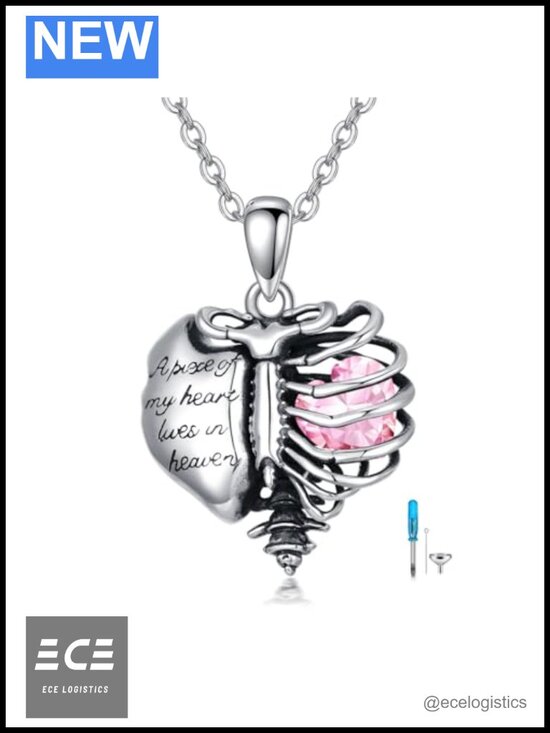 Jewelry - 925 Sterling Silver Urn Necklace Heart Birthstone Cremation Jewelry Memorial